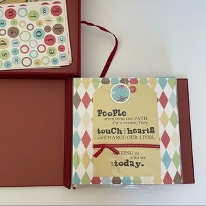 Red premade scrapbook in a keepsake box